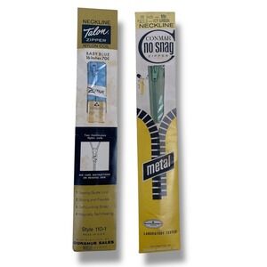 Vintage Talon Zephyr & Conmar No Snag Neckline‎ Zippers NOS Sewing Supplies A14Q
